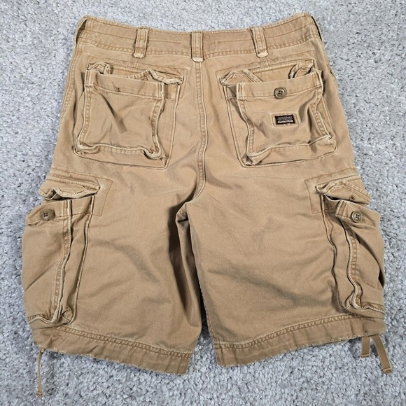 Abercrombie Fitch Cargo Shorts Mens 30 Brown Tan Vintage Fatigues Paratroopers‎ - Picture 12 of 16